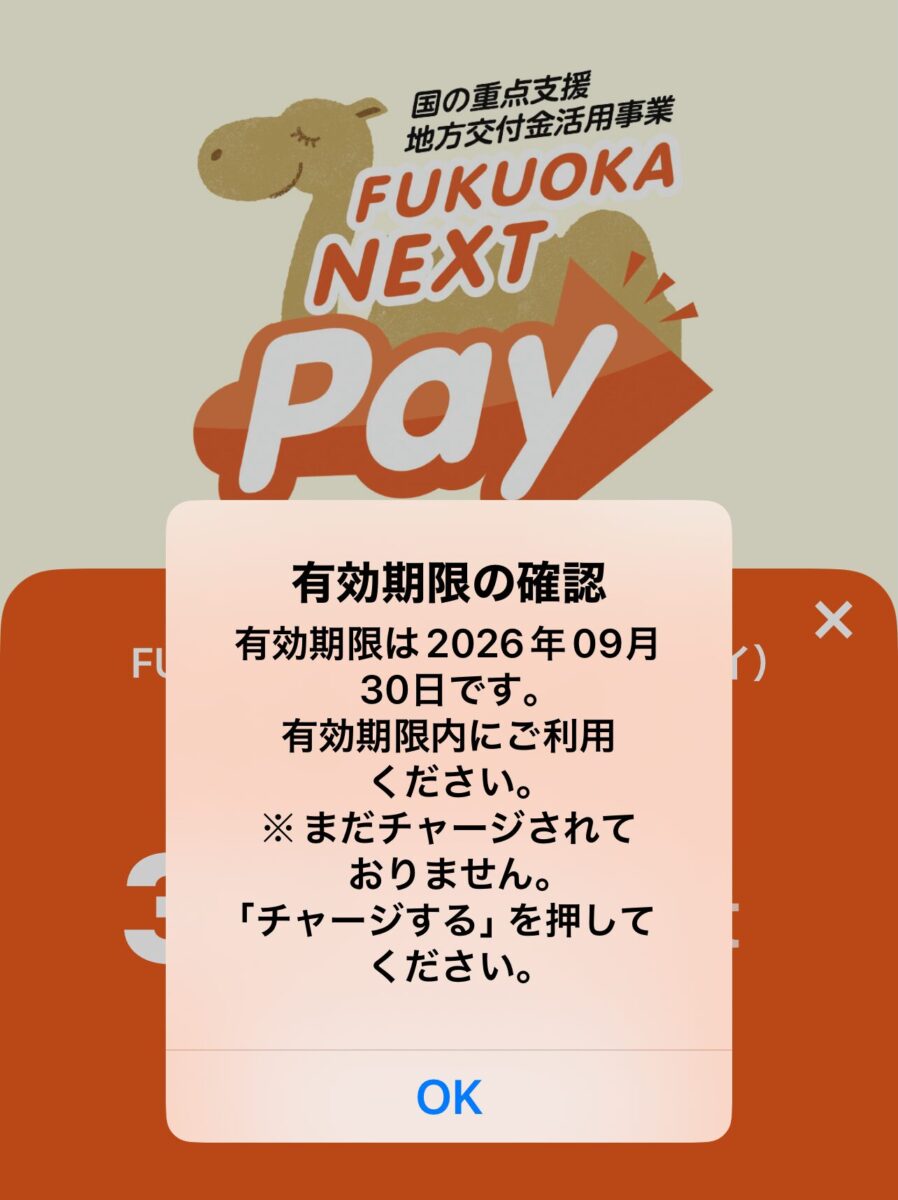 福岡ネクスペイ region PAY 有効期限の確認